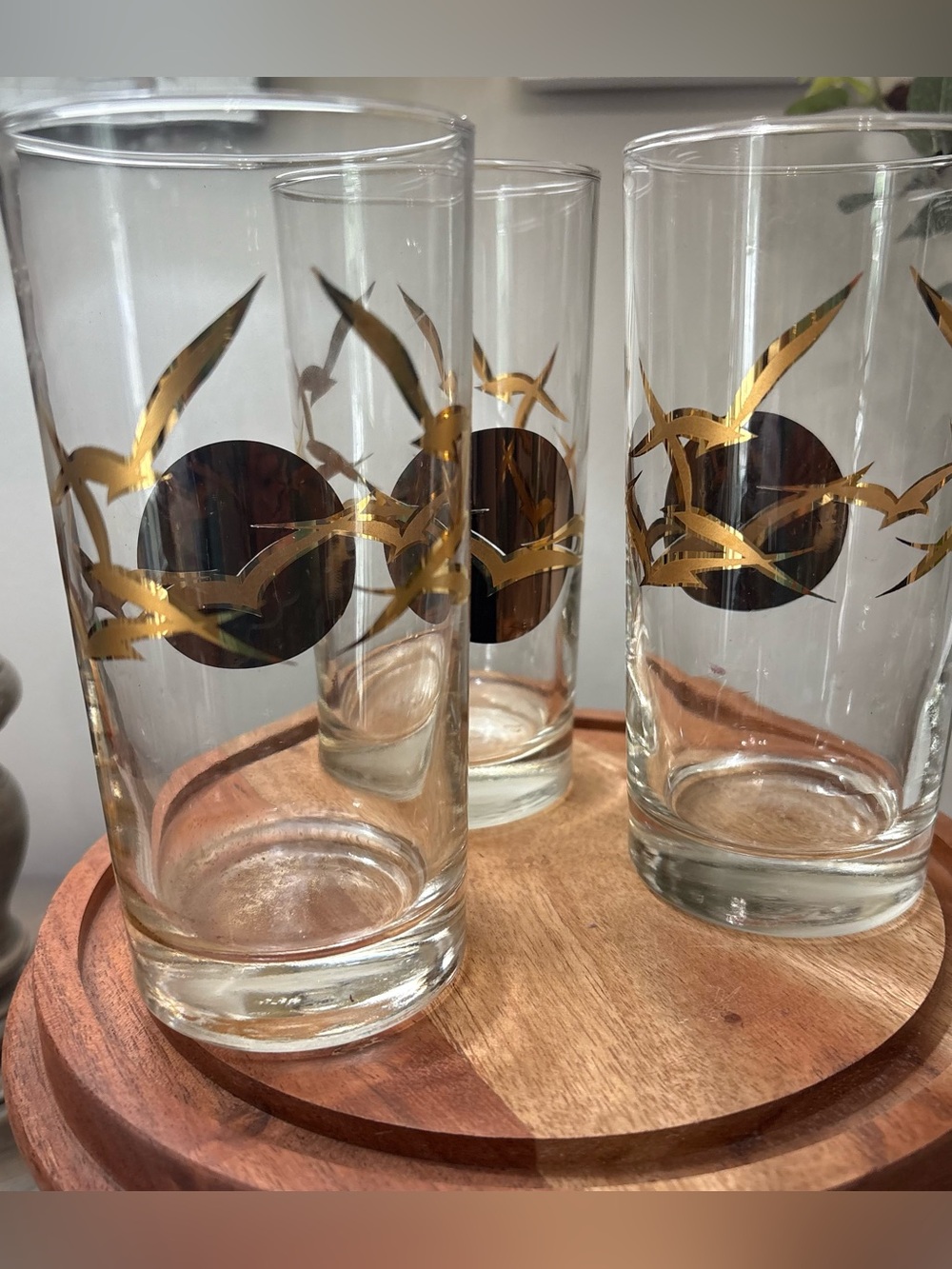 Culver Vintage Glass 24k Gold Seagulls Highball Glasses - Set of 3